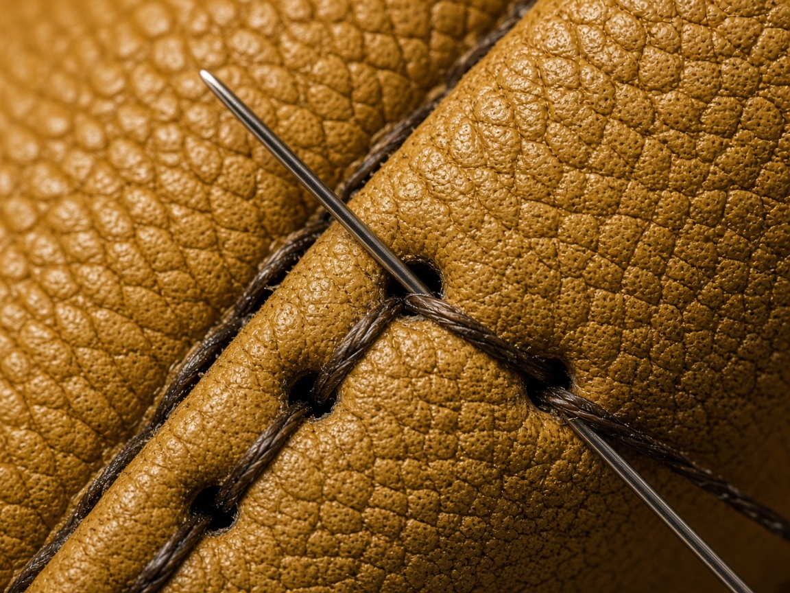 Two needles, one hole, waxed linen